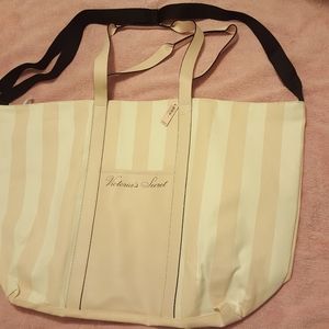 Victoria's Secret logo striped weekender large tote